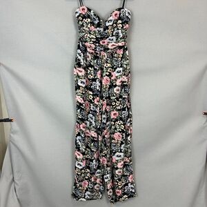 Band of Gypsies Jumpsuit XL Strapless Floral Wide Leg Boho Festival Summer